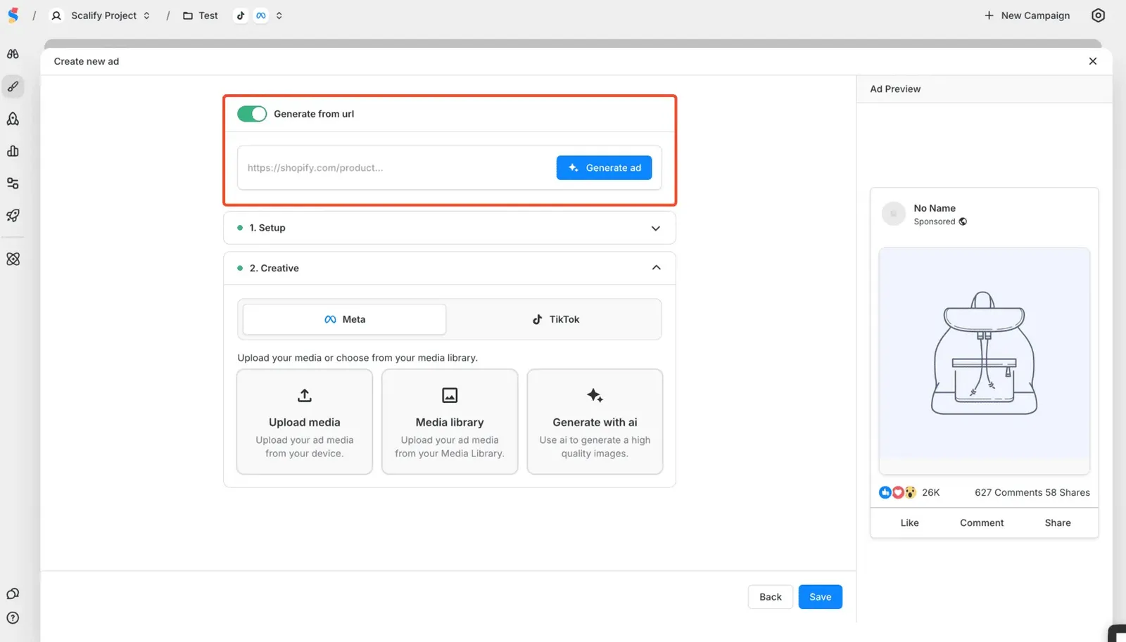 Generate from URL Toggle