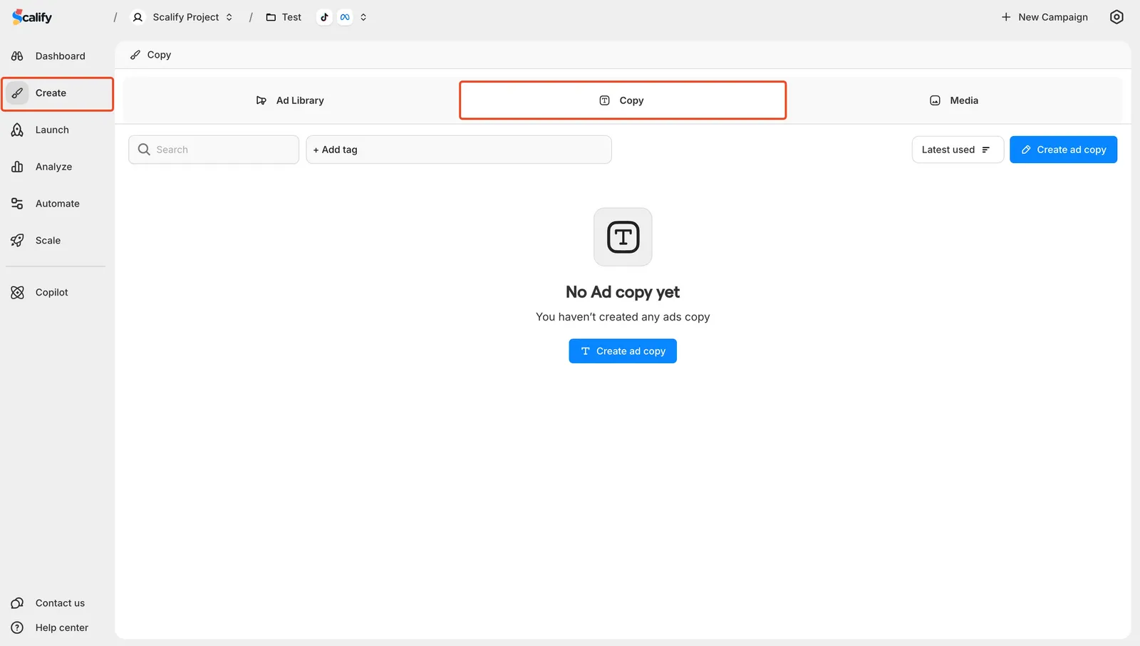 Scalify Ad Copy Section