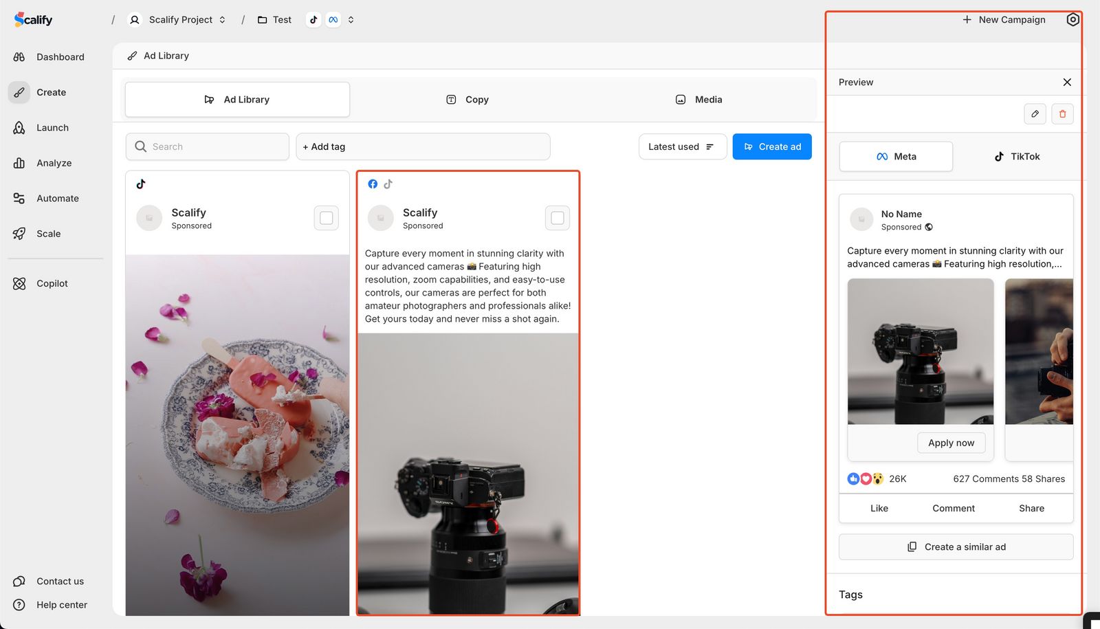 Editing an Ad in Ad Library