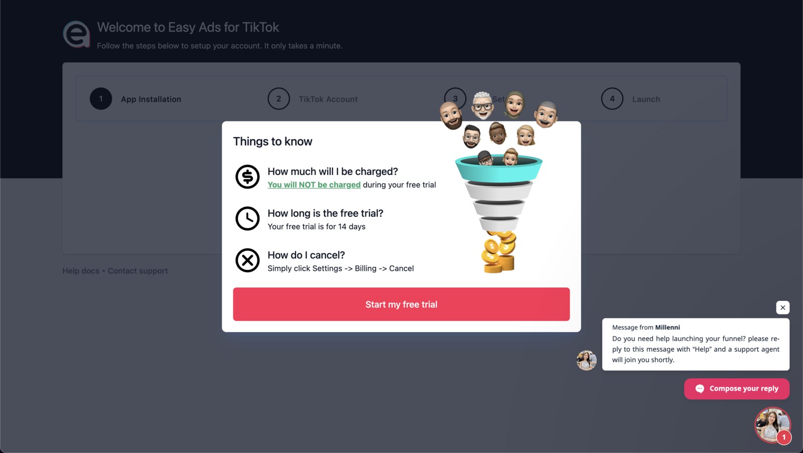 Click on Start my free trial