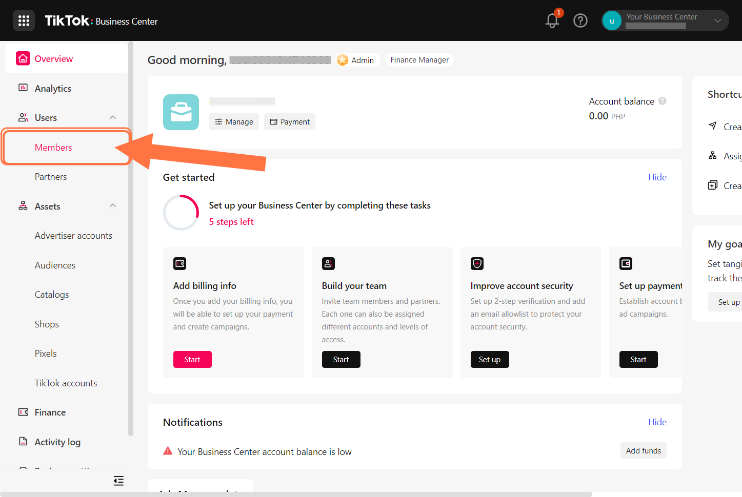 Under "Users" click on "Members"