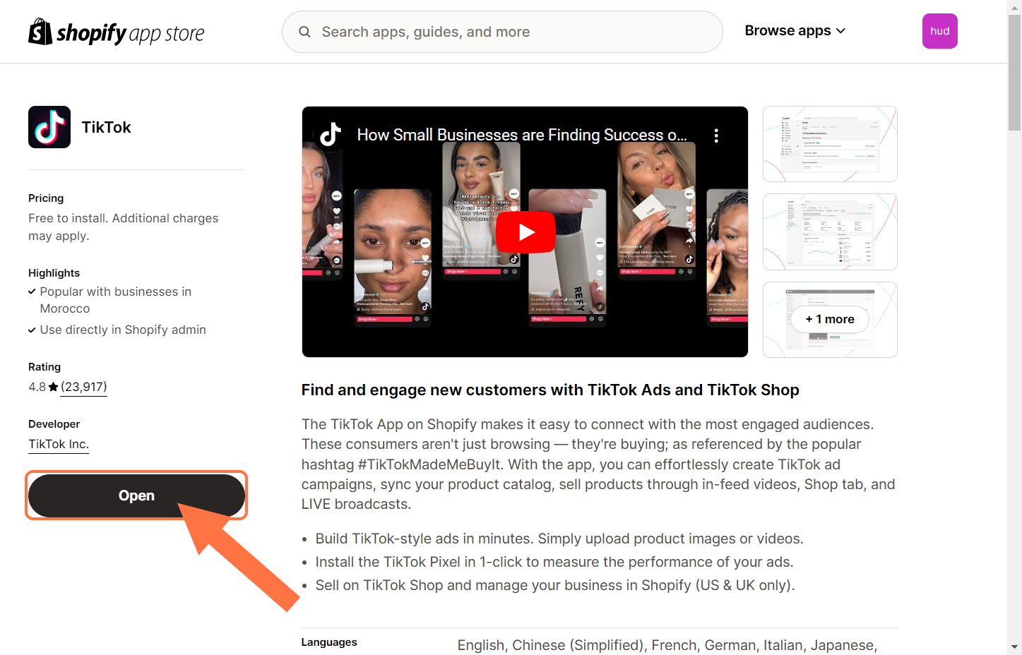Click on "Install" and open