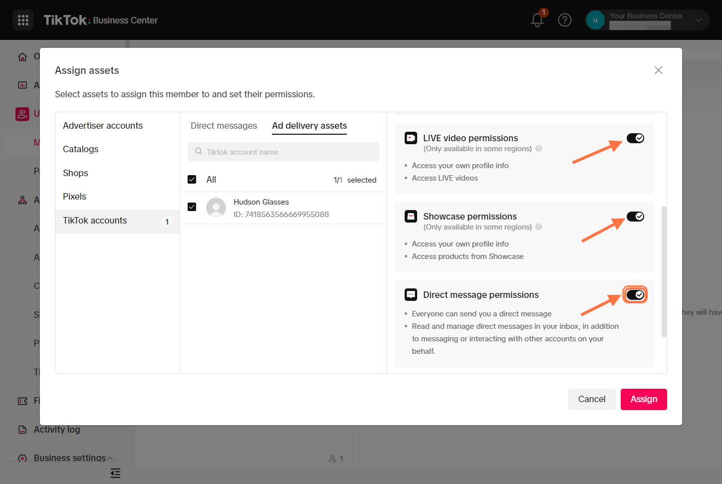 Enable all the toggle button to grant permissions