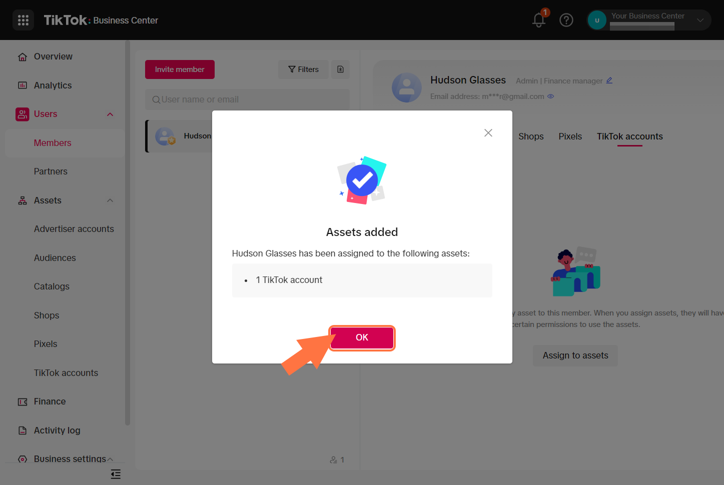Click on "OK" to close the tab