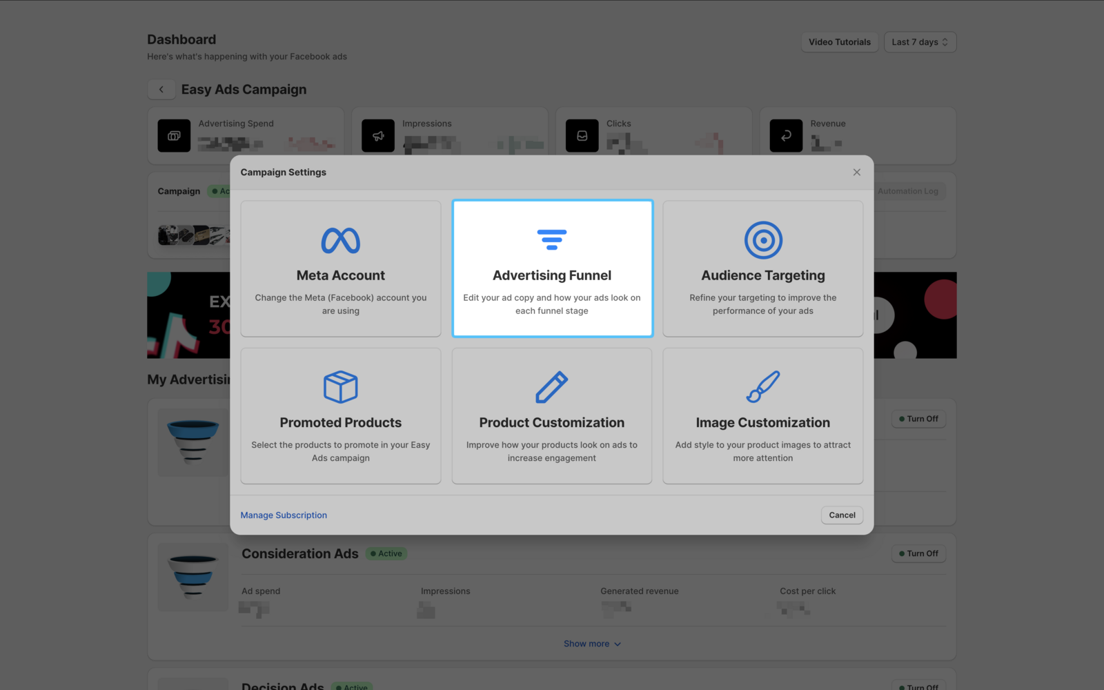 Advertising Funnel Button