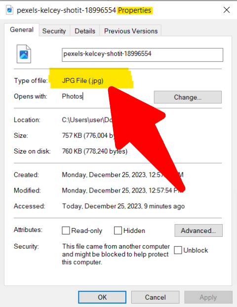 Image Format on Windows.