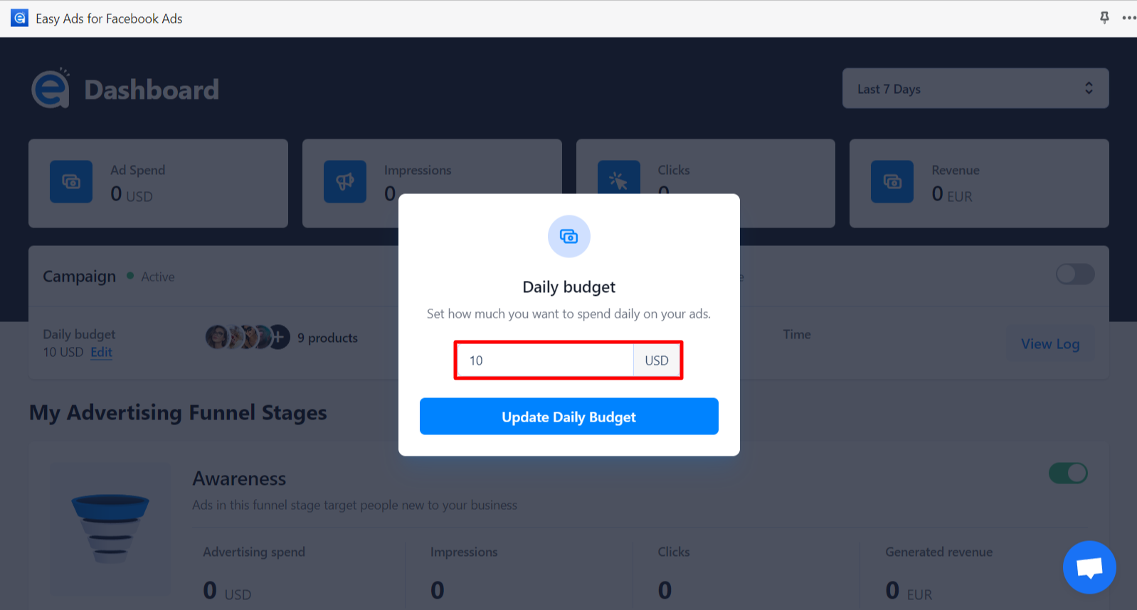 Update Campaign's Daily Budget