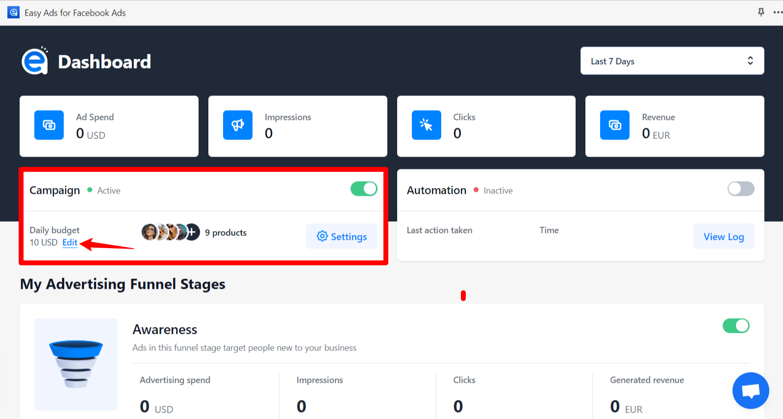 Edit Campaign Budget
