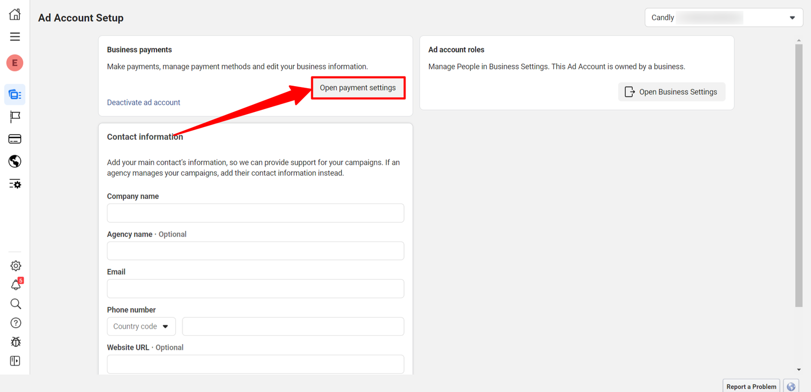 Open Payment Settings