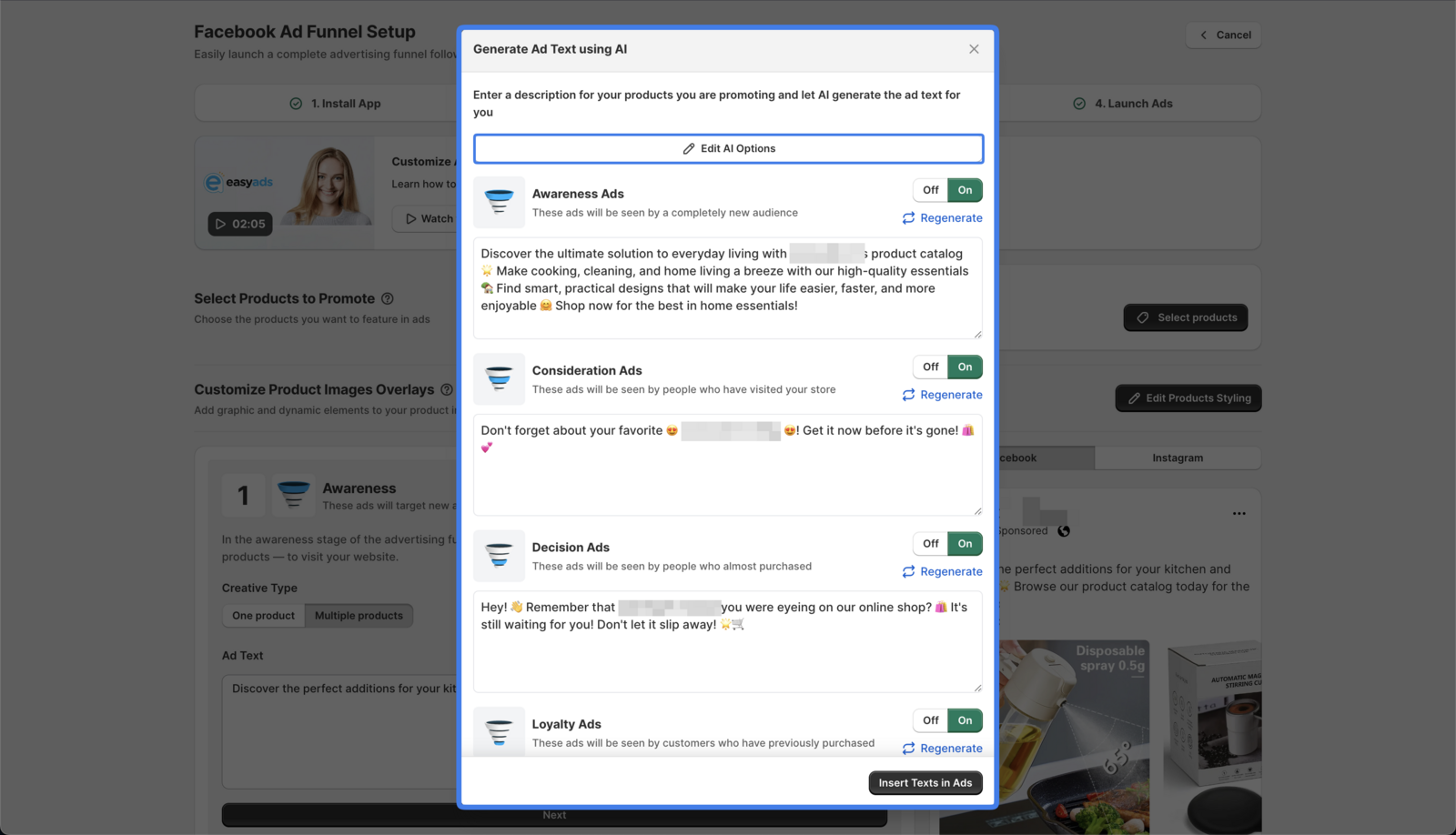 If you'd like to re-do your prompt, click on the Edit AI Options