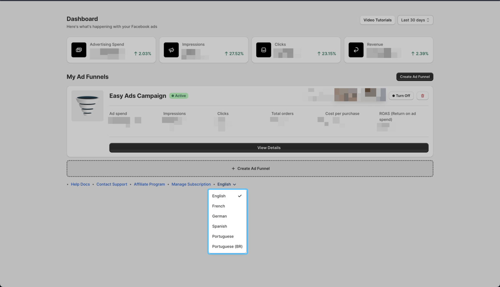 The Languages Dropdown Menu