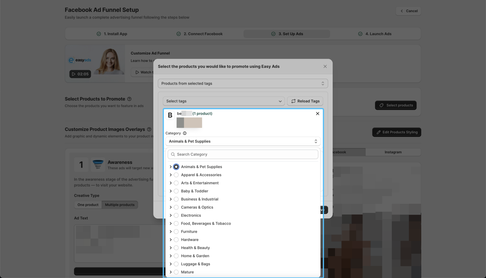 Select Default Product Category