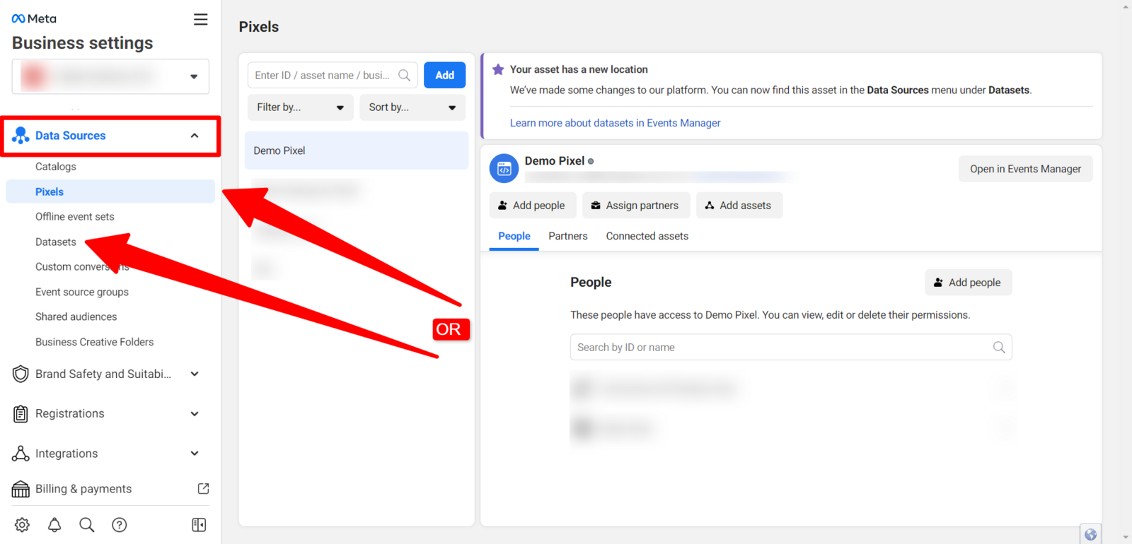 Data Sources → Pixels or Datasets