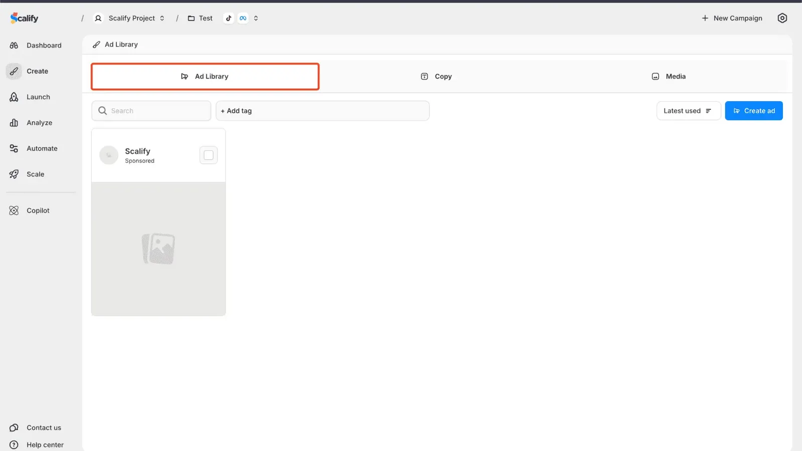 Scalify Ad Library Section