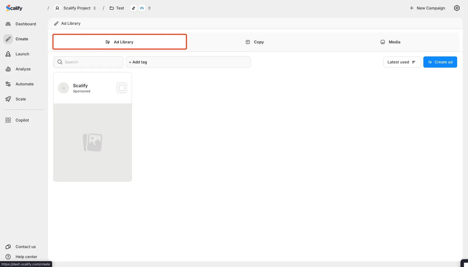 Scalify Ad Library Tab