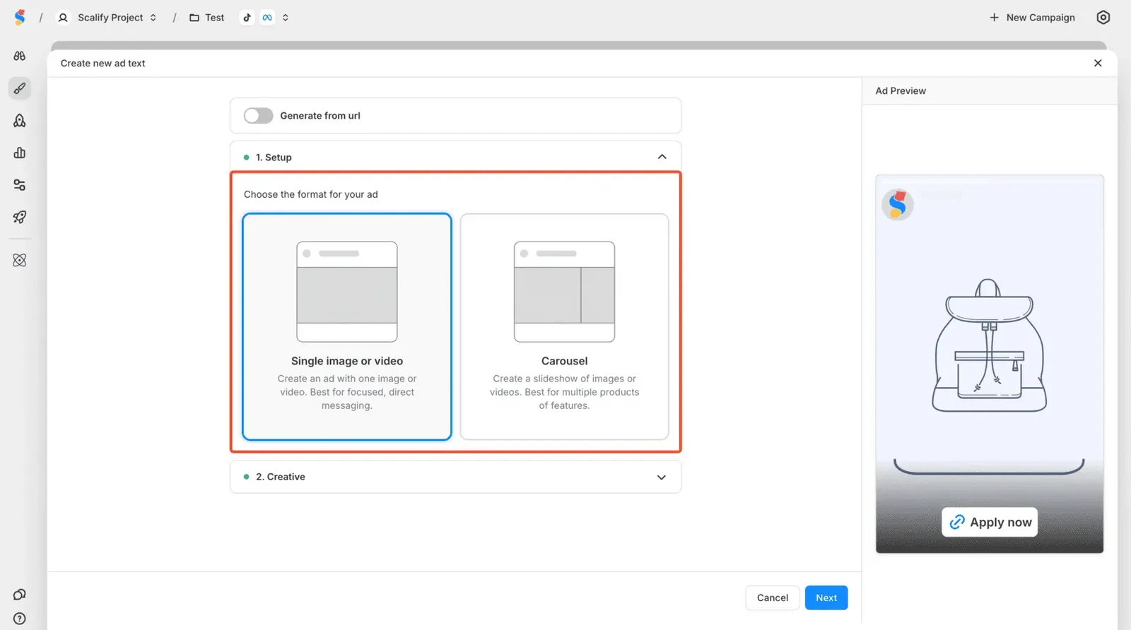 Scalify Setup Section